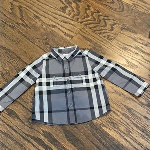 Burberry button down plaid shirt